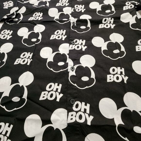 MENS NEFF DISNEY COLLECTION MICKEY MOUSE BUTTON FRONT BLACK SHIRT SIZE LG MED - Picture 7 of 7